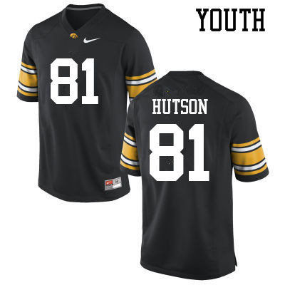 Youth #81 Desmond Hutson Iowa Hawkeyes College Football Jerseys Sale-Black - Click Image to Close